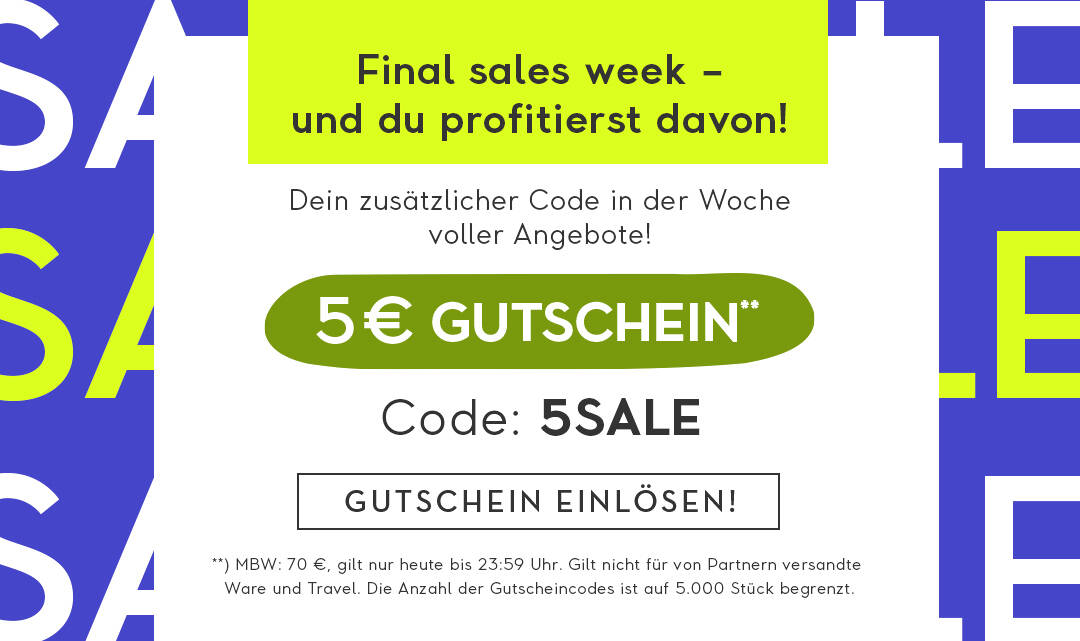 5 € Gutschein** mit dem Code: 5SALE