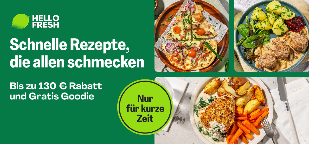 Partnerangebot. Bis zu 130€ Rabatt und Gratis Goodie bei Hello Fresh